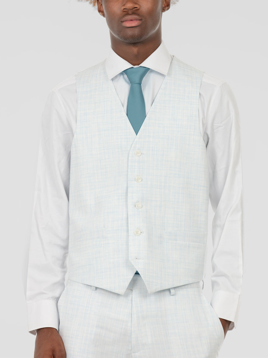 Light Grey & Skylark Blue Three Piece Suit