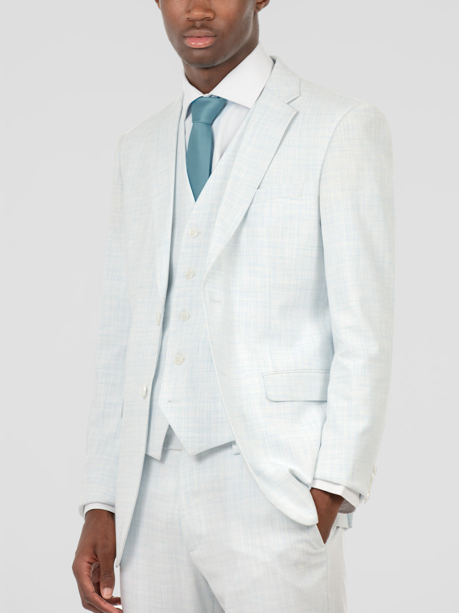Light Grey & Skylark Blue Three Piece Suit