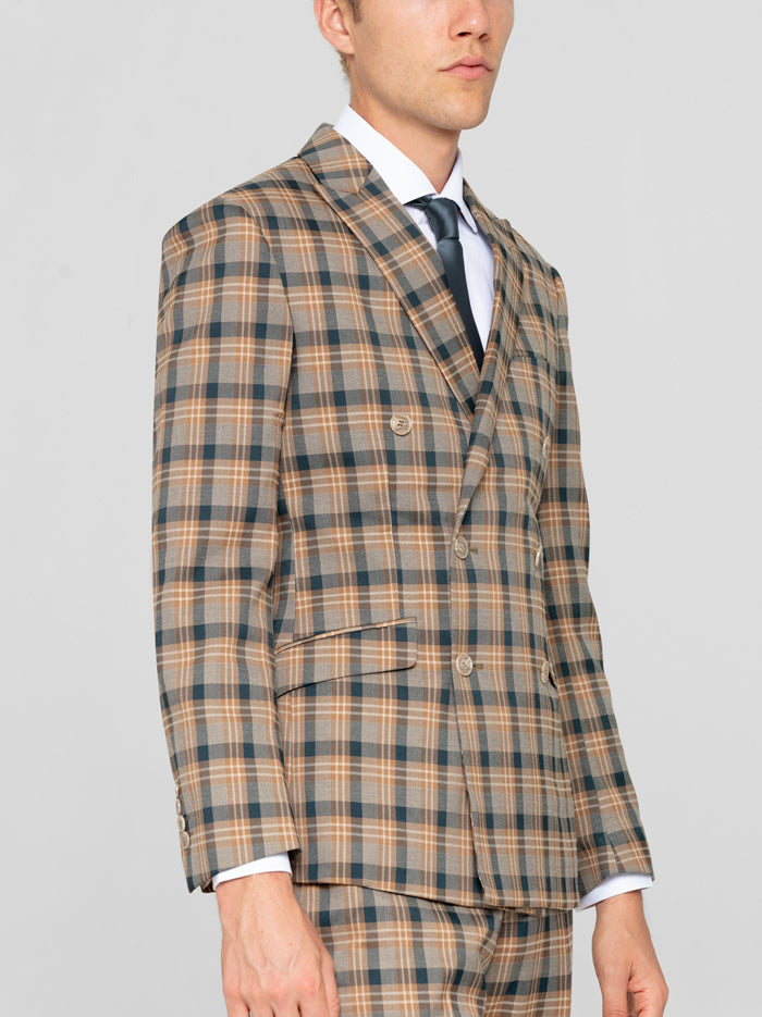 Amber Plaid Double Breasted Suit