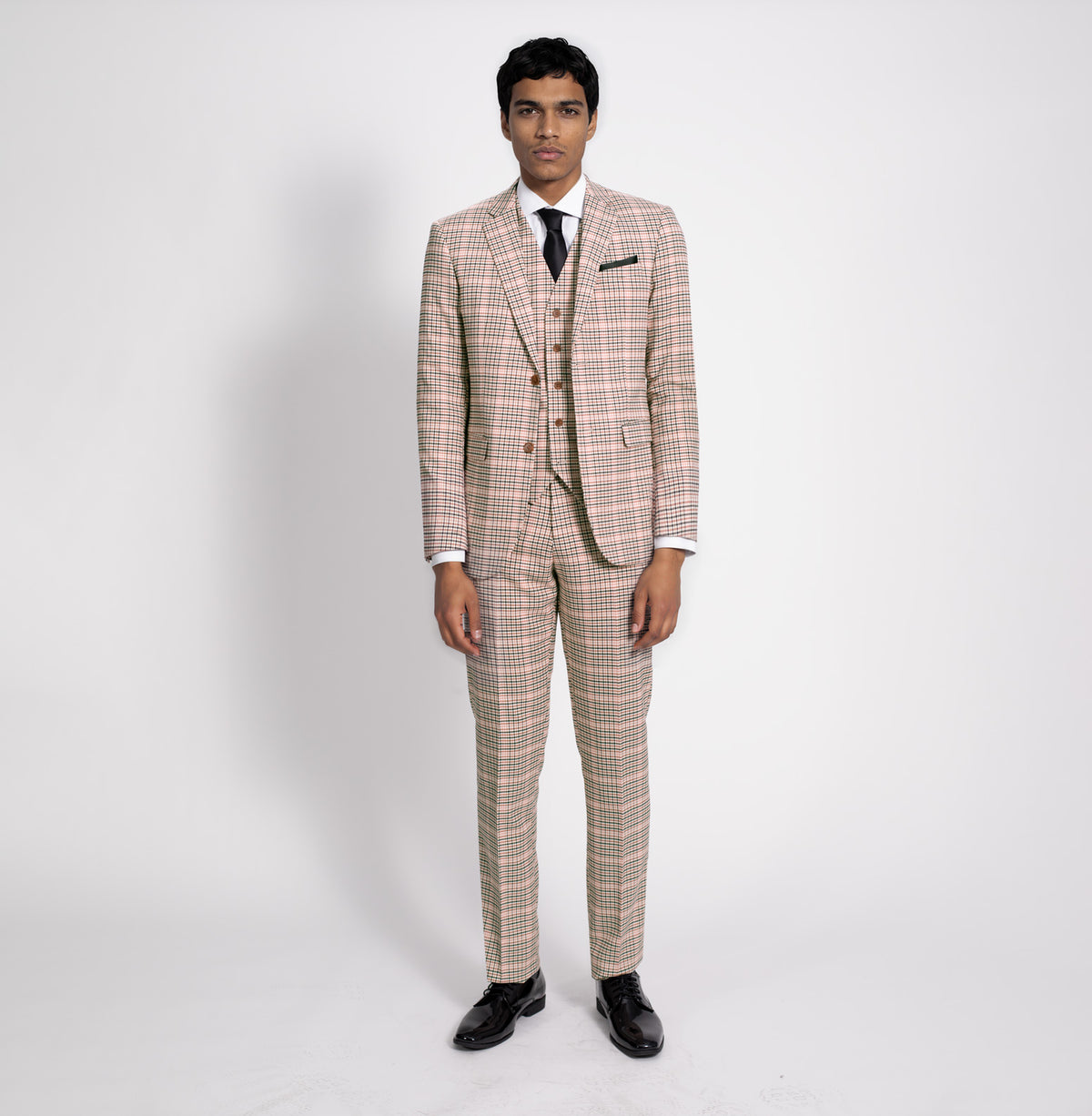 Cream Red Green Glen Plaid Three Piece — $89