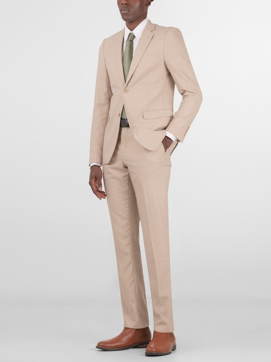 Light Beige Two Button Suit, 50R/44W (slim) by Alain Dupetit