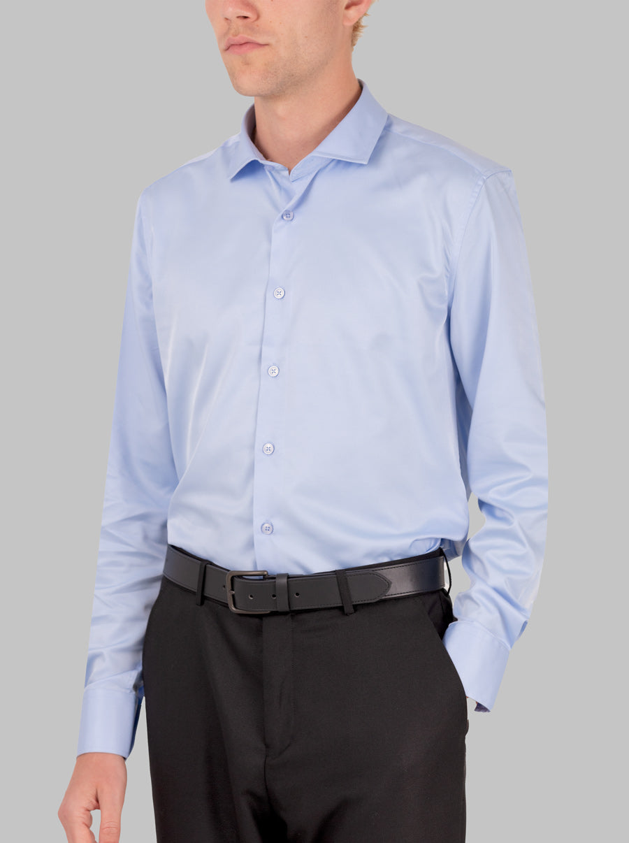 Slim Fit Dress Shirt in Light Blue with Stretch