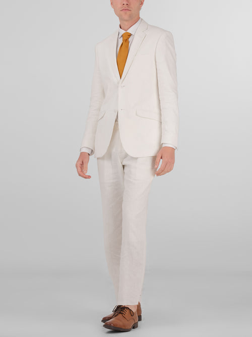 White Linen Two Button Suit
