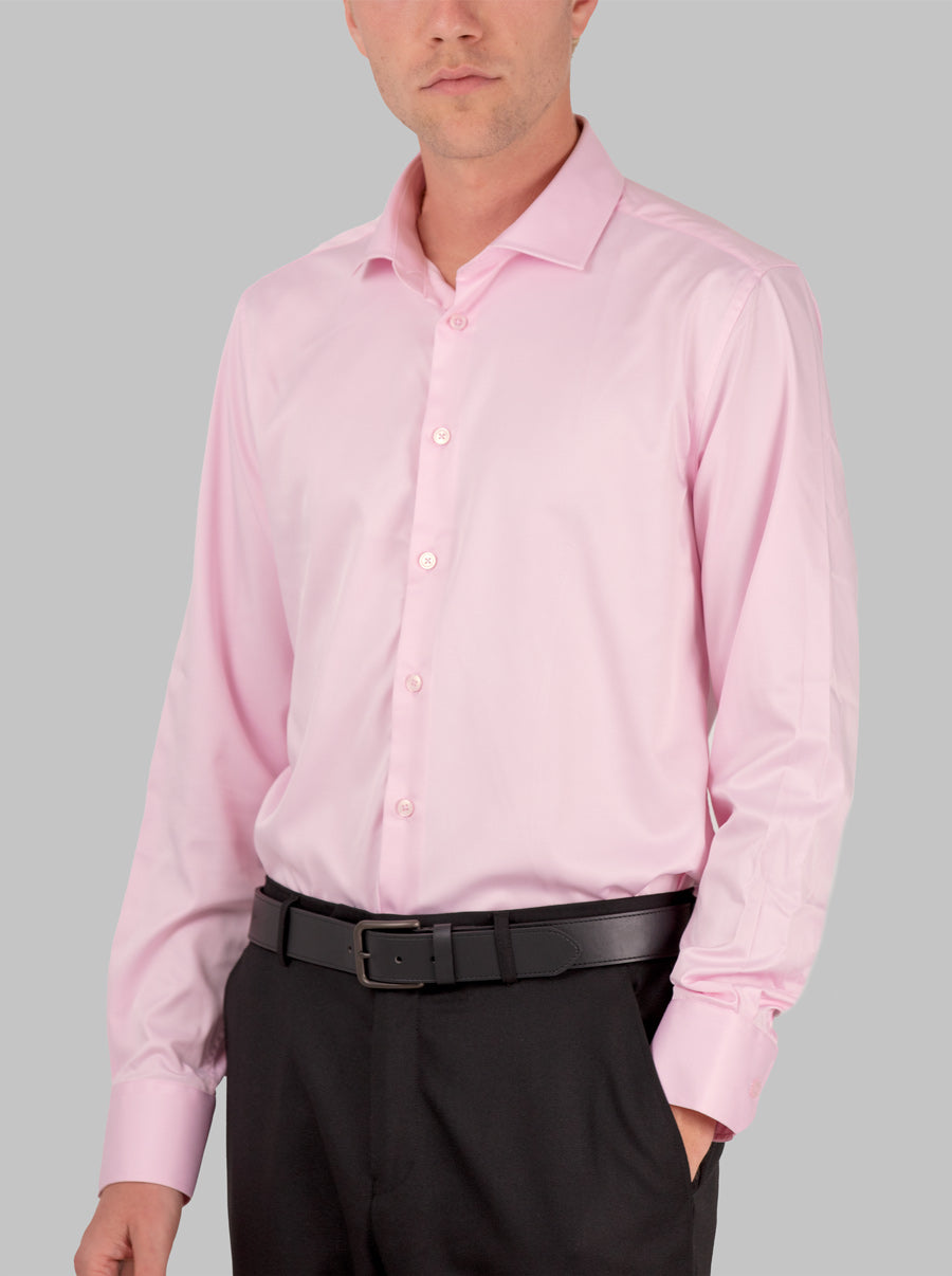 Slim Fit Dress Shirt in Pink with Stretch