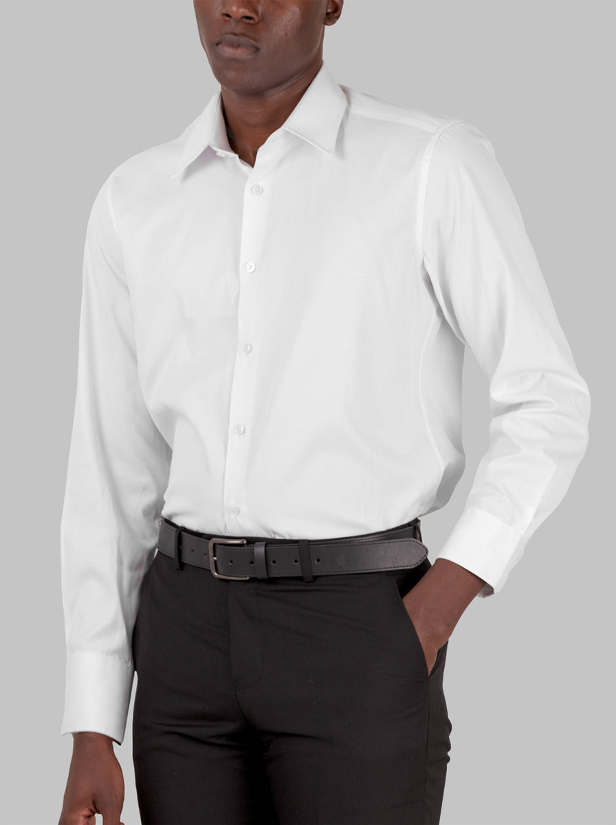 Dress Shirt in White with Point Collar, 2X-Large by Alain Dupetit
