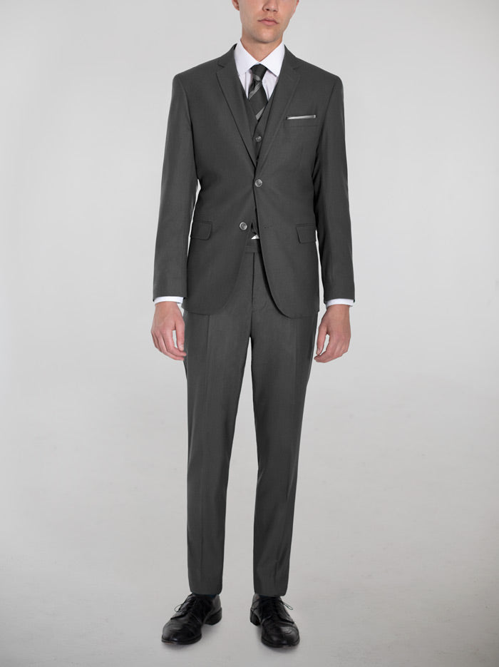Traje gris de tres piezas ojo de perdiz