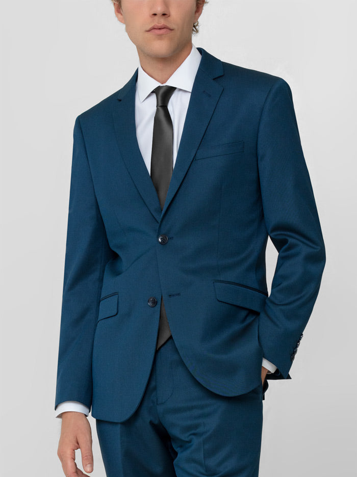 Teal Birdseye Two Button Suit