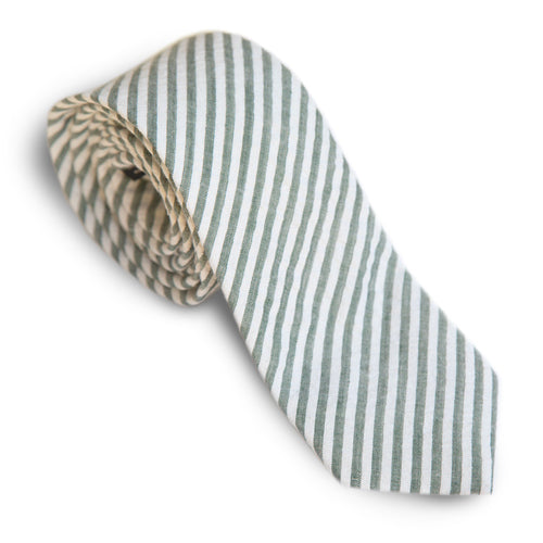 Forest Green & White Seersucker Tie