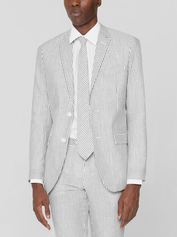 black and white seersucker suit