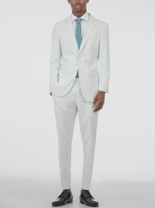 Light Grey & Skylark Blue Two Button Suit