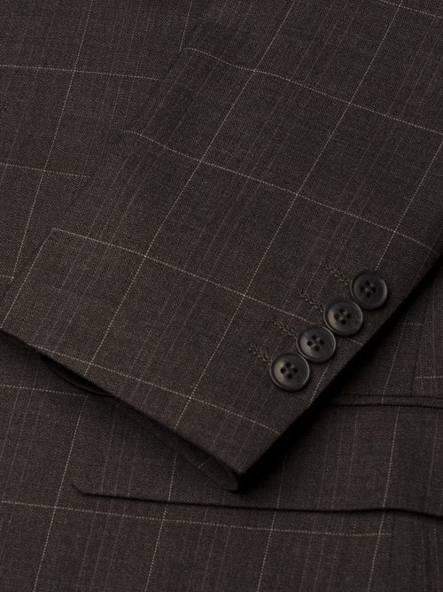 Slate Grey Windowpane Two Button Peak Lapel Suit