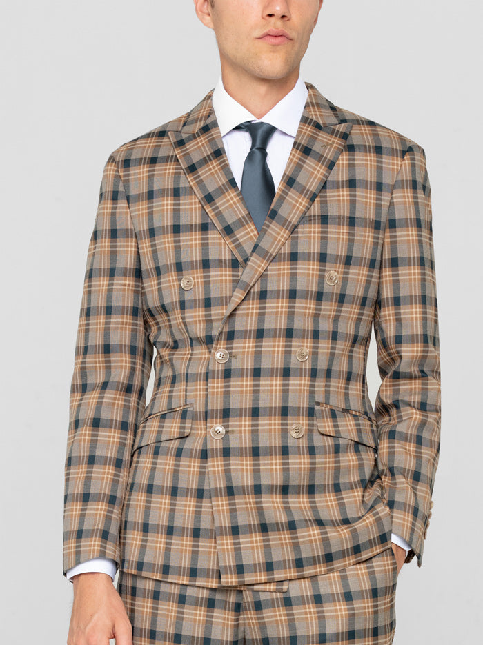 Amber Plaid Double-Breasted Suit