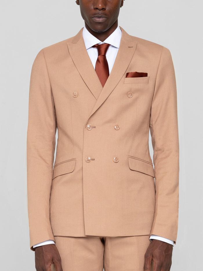 Camel Double-Breasted Suit