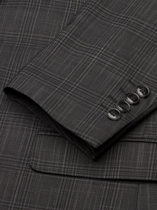 Charcoal Plaid Three Piece Peak Lapel Suit (Coming Soon)