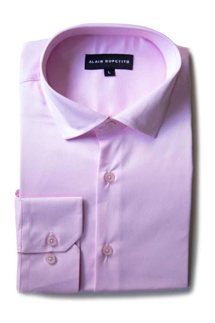 Slim Fit Dress Shirt in Pink with Stretch
