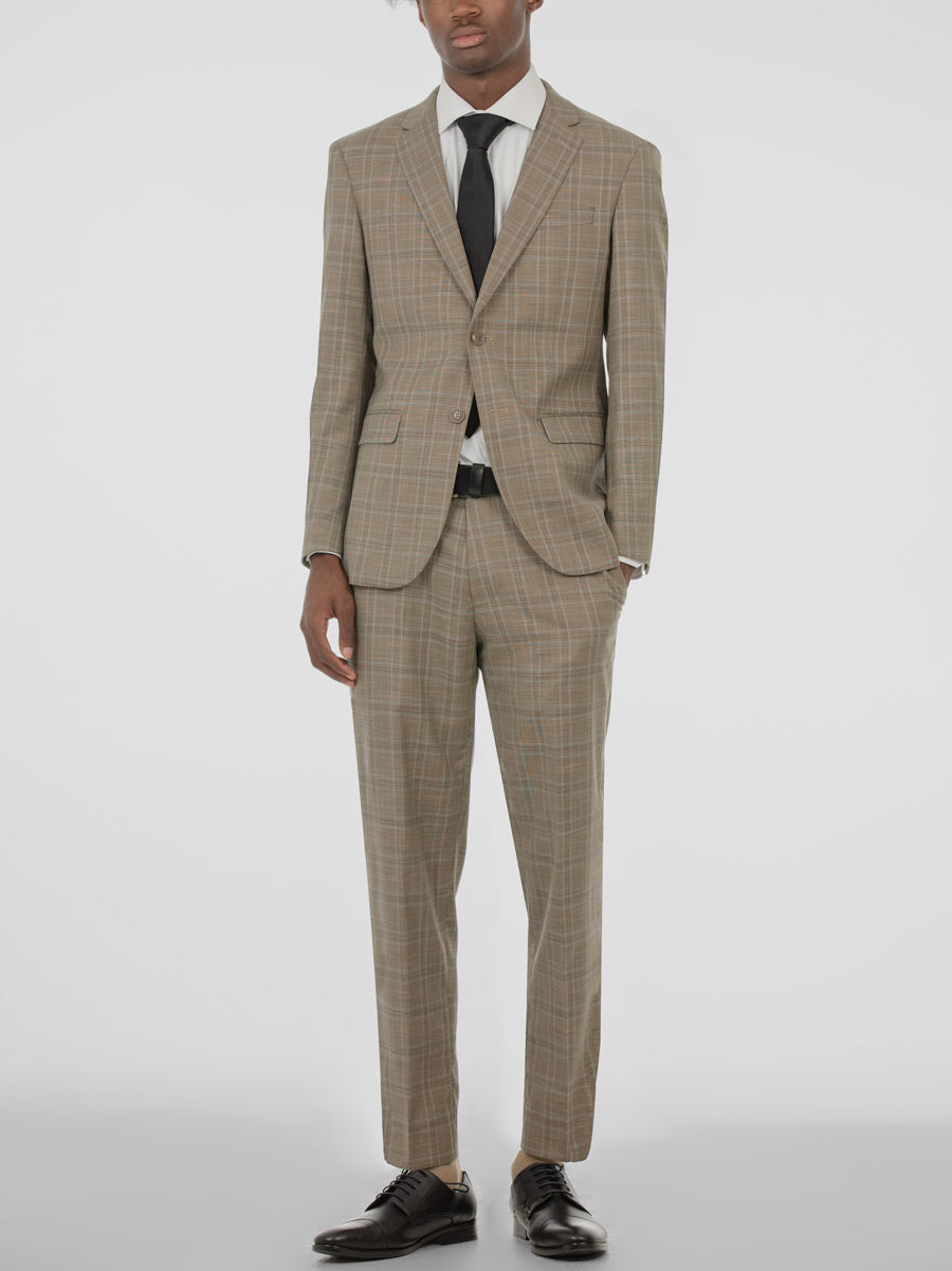 Dusty Brown Plaid Two Button Suit