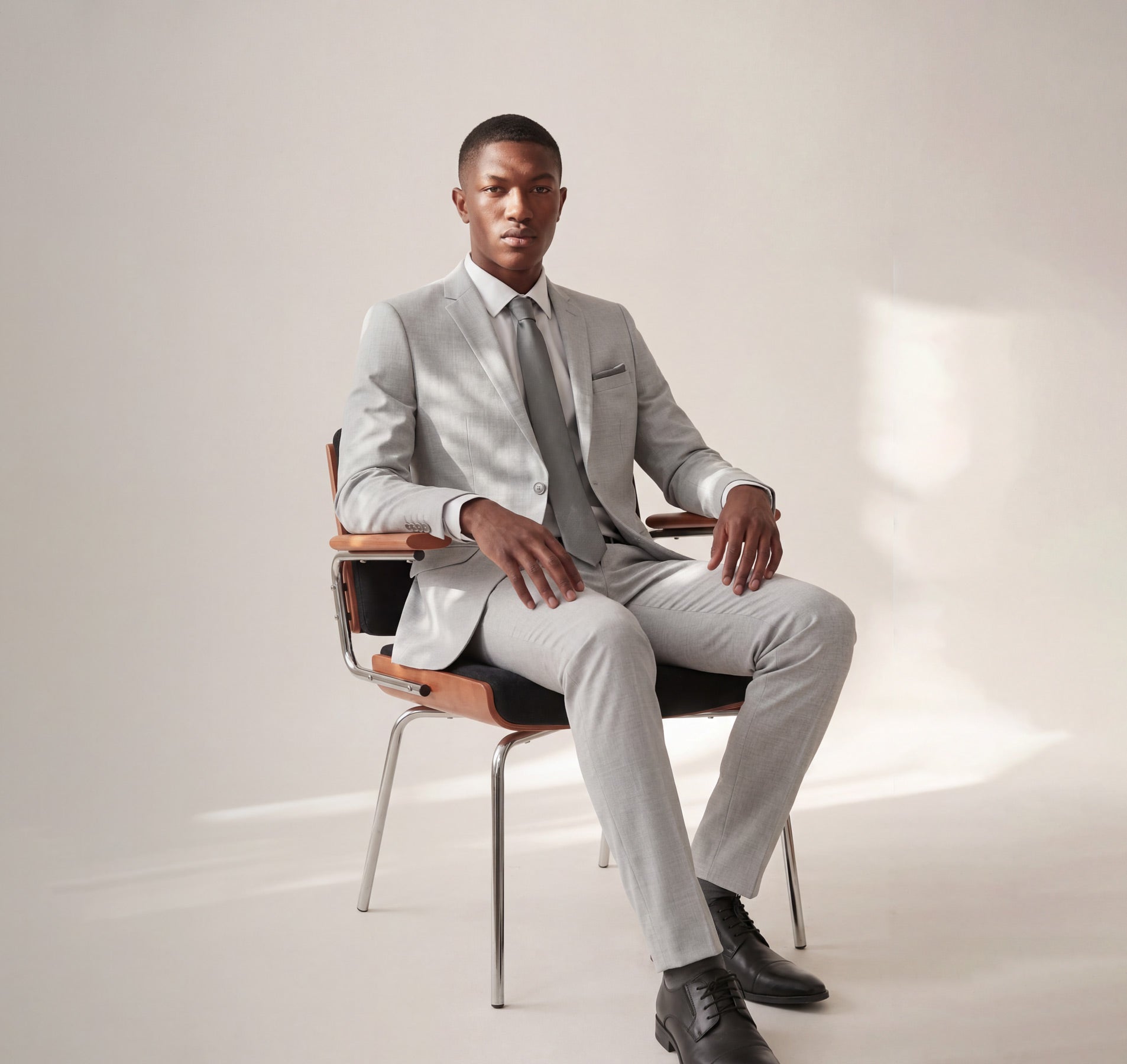 Glacier Grey Two Button Suit by Alain Dupetit