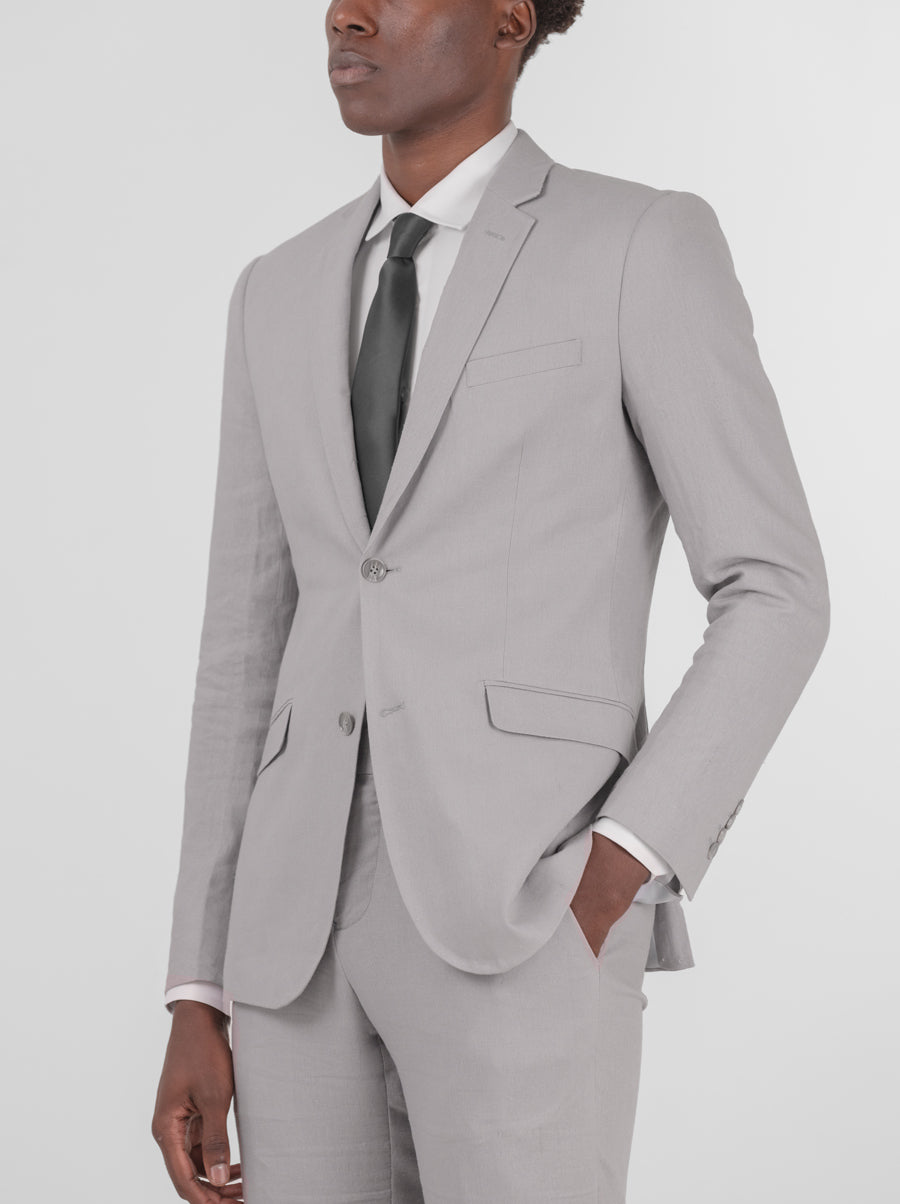 Grey Linen Two Button Suit