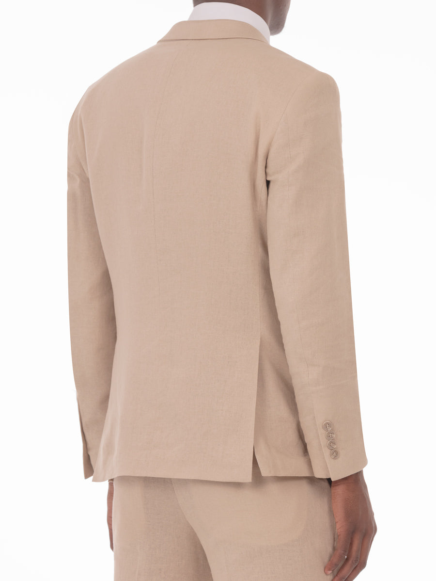 Tan Linen Two Button Suit