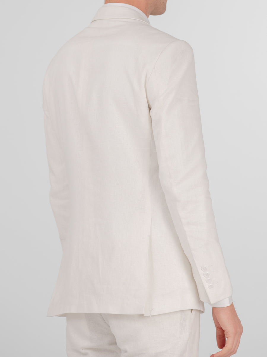 White Linen Two Button Suit