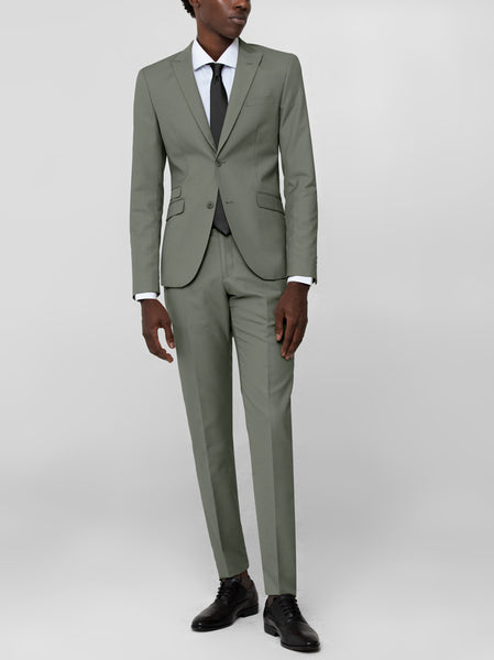 London Fog Grey Two Button Peak Lapel Ticket Pocket Suit