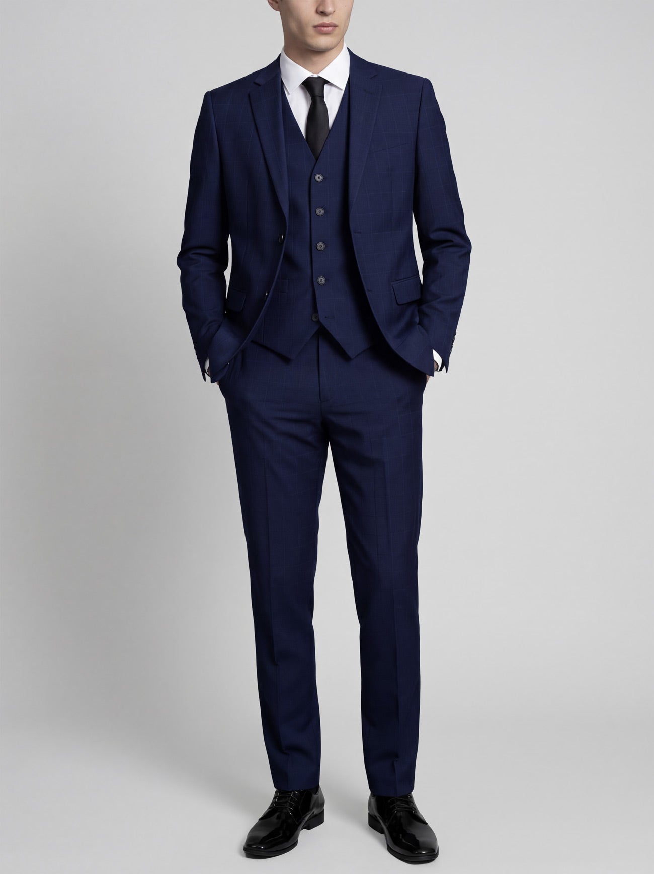 Alexander Julian マルゾット生地 ネイビー スーツ 3ピース Navy Blue Windowpane Three Piece Suit (Coming Soon) by Alain Dupetit