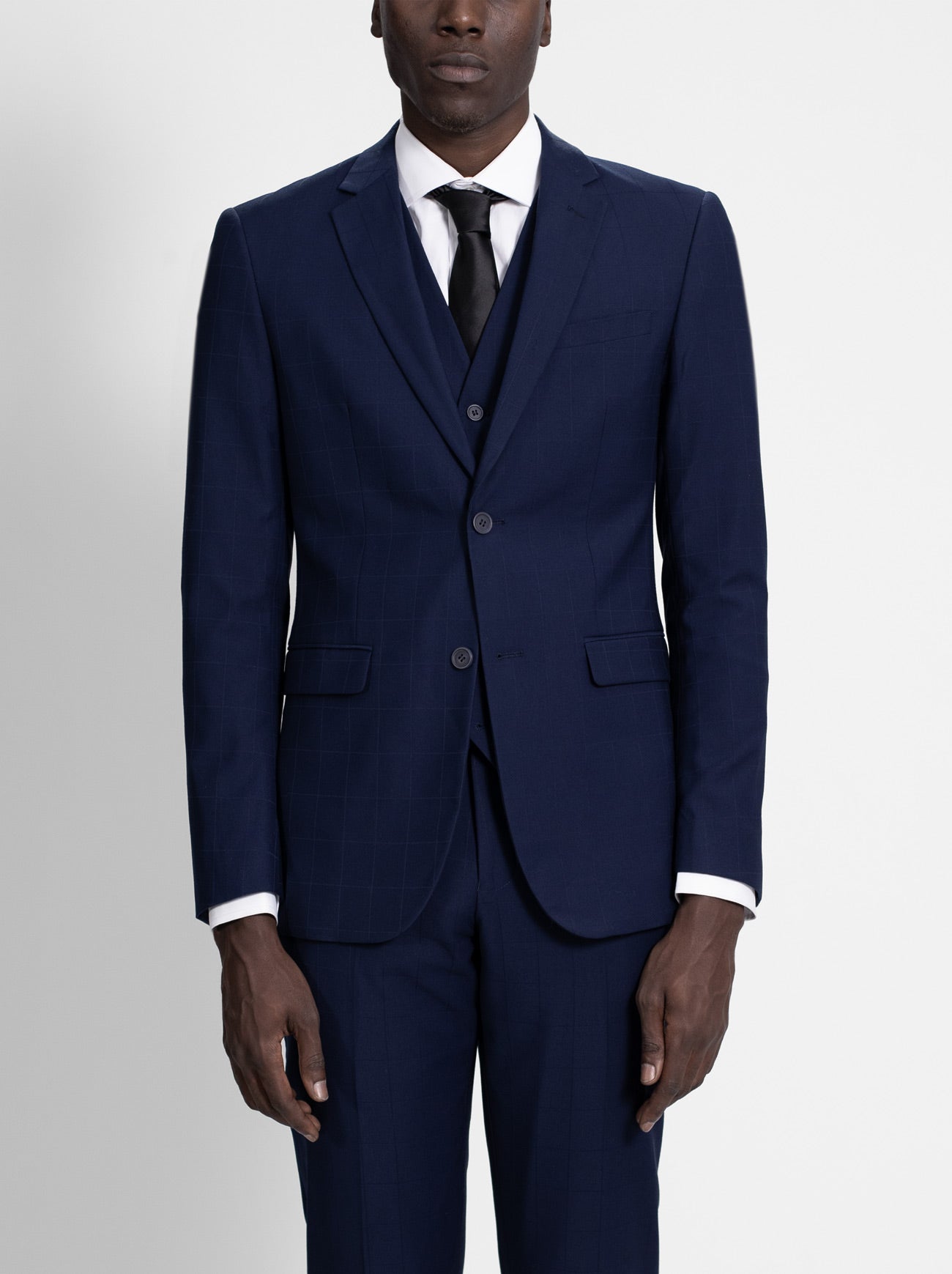 『TSJ SUITS 3P NAVY L』 Navy Blue Windowpane Three Piece Suit (Coming Soon) by Alain Dupetit