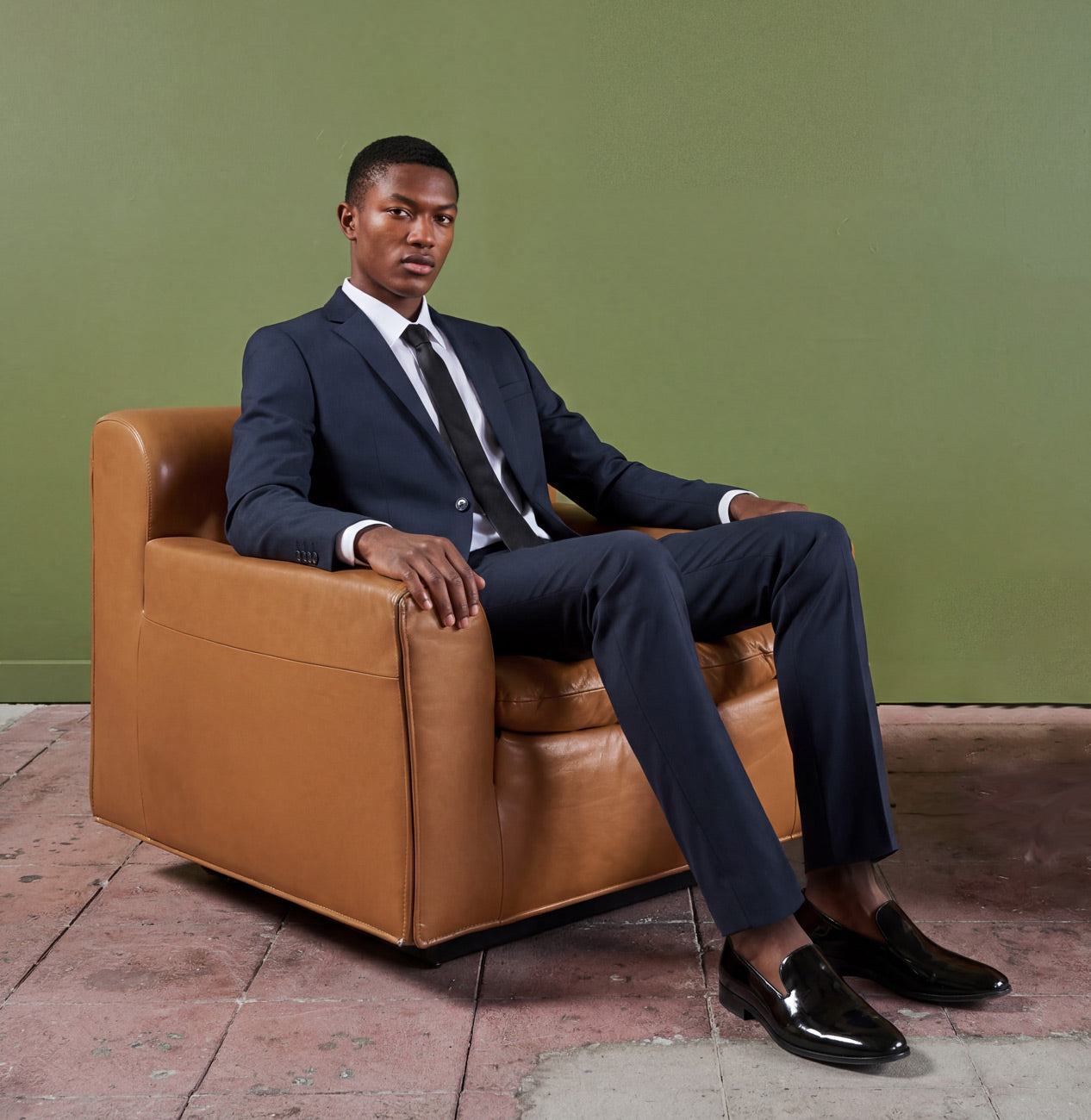 Navy Blue Two Button Suit by Alain Dupetit