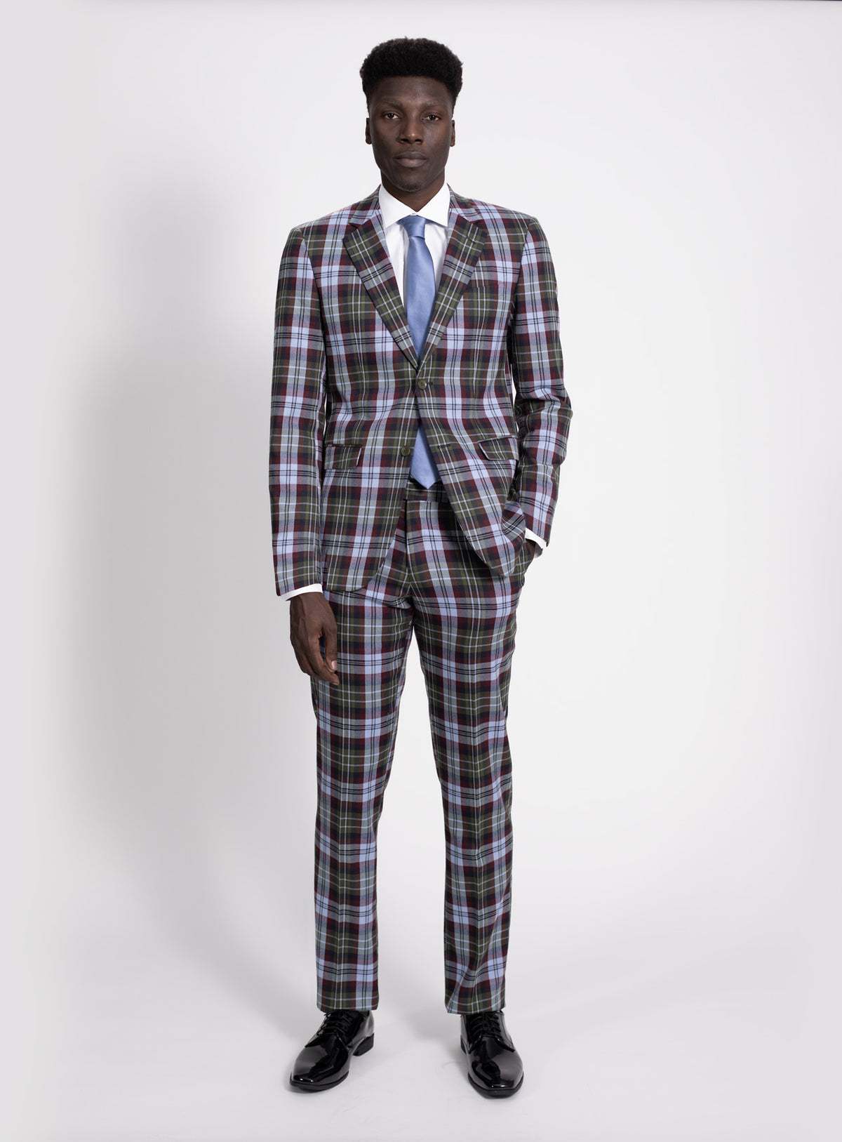 olive red blue plaid — $69