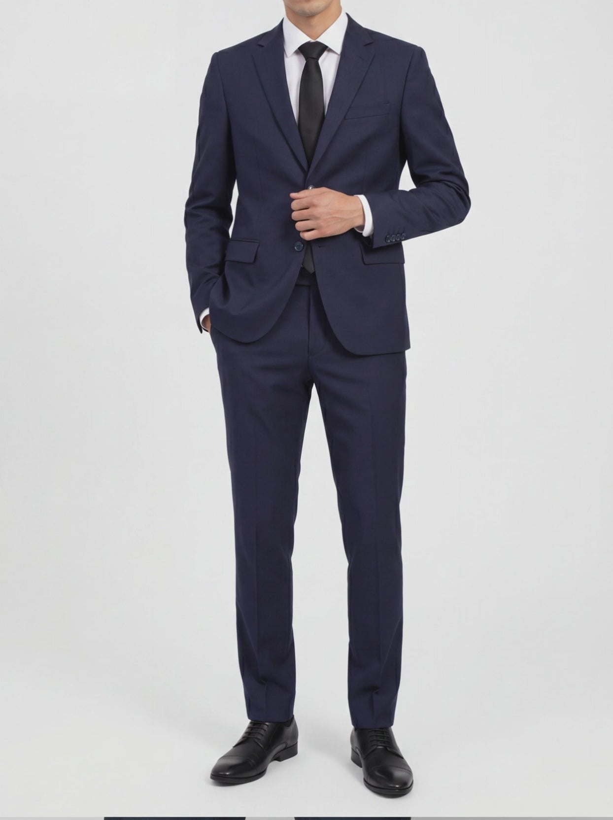 Navy Blue Two Button Suit by Alain Dupetit