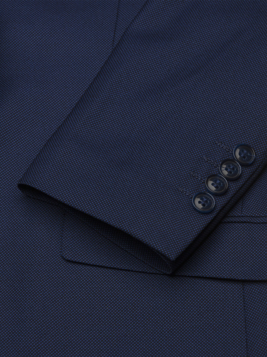 Royal Blue Birdseye Three Piece Suit by Alain Dupetit