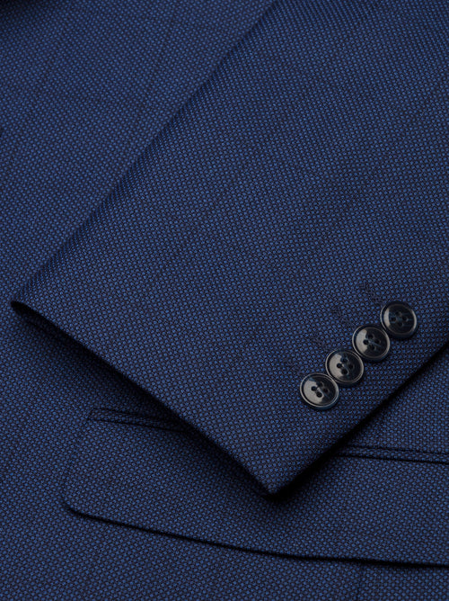 Royal Blue Birdseye Windowpane Two Button Peak Lapel Suit