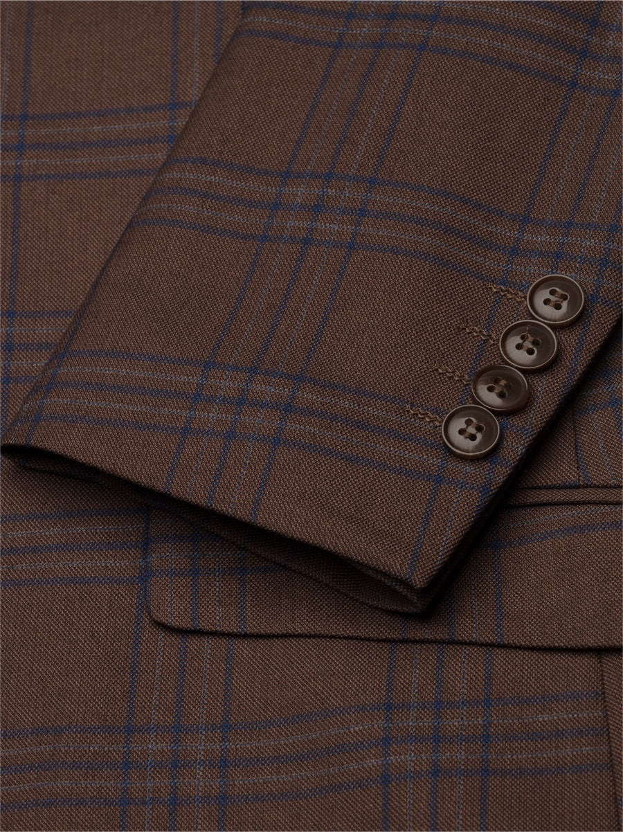 Slate Brown & Blue Plaid Two Button Suit