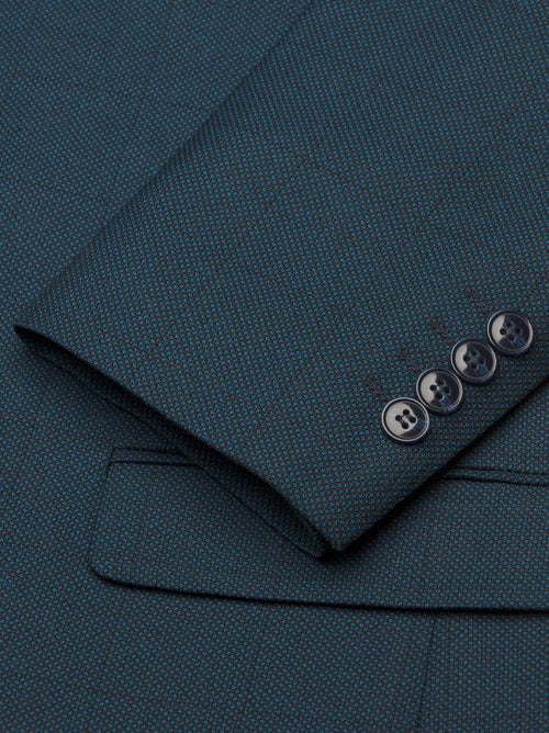 Teal Birdseye Windowpane Two Button Peak Lapel Suit (Coming Soon)