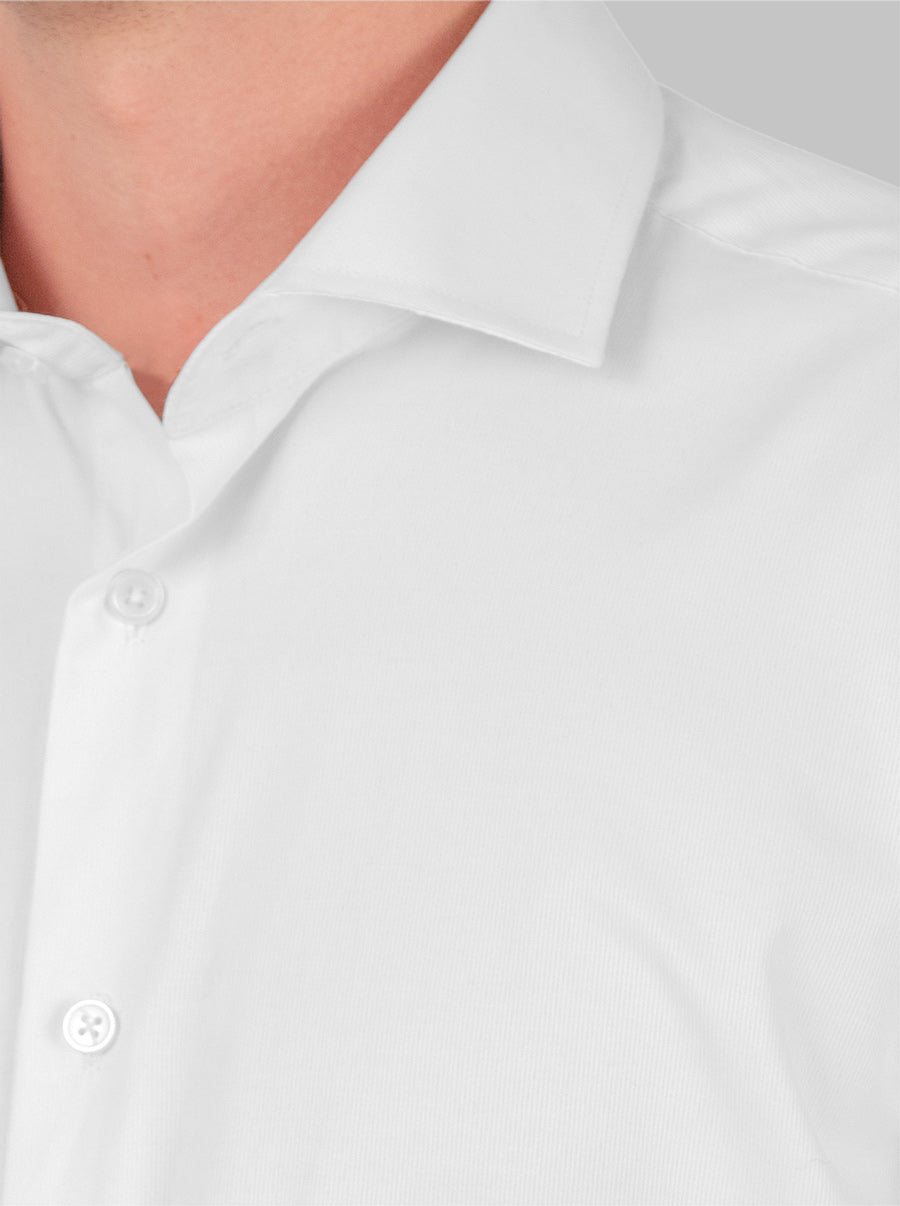 Dress Shirt in White with Spread Collar, Medium by Alain Dupetit