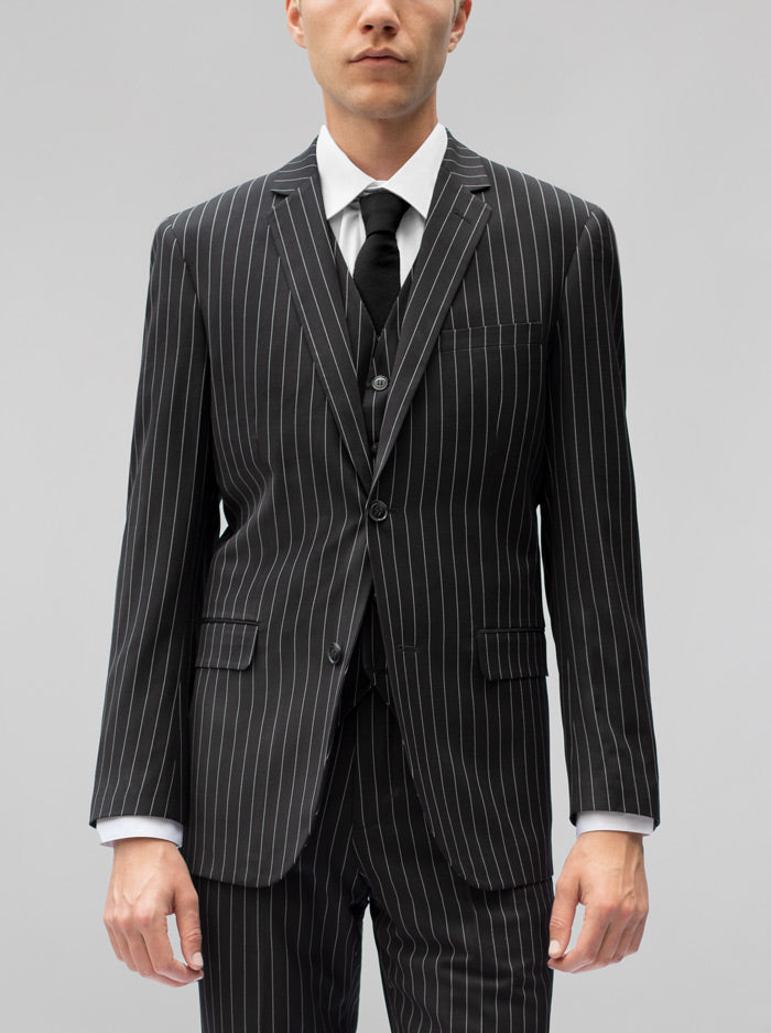 Black Pinstripe Three Piece Suit Alain Dupetit