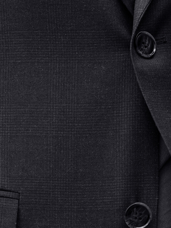 Dark Stone Grey Plaid Three Piece Suit