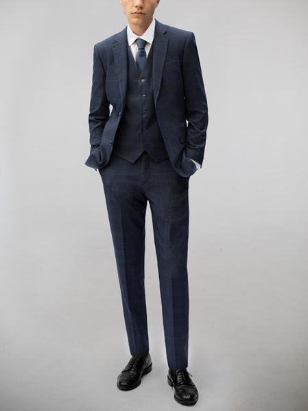 Deep Blue Plaid Three Piece Suit | Alain Dupetit